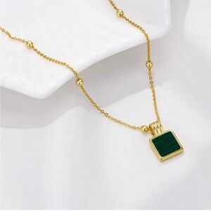 Gold 18k Gold Plated Pendant Beaded Necklace